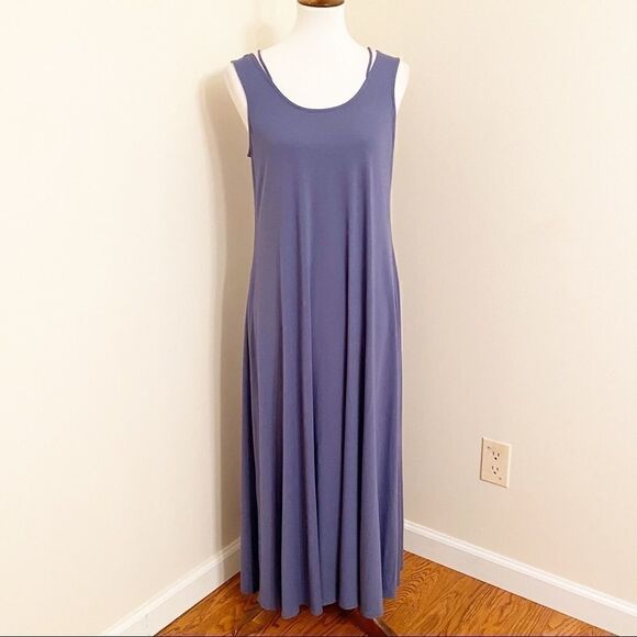 Eileen Fisher Blue Strappy Back Jersey Maxi Dress - Picture 1 of 6